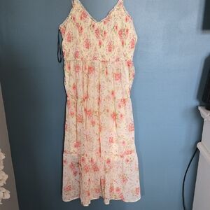 Forever 21 Floral Pink and Cream Dress